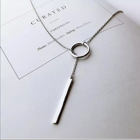 Jewelry - NEW 925 STERLING SILVER BAR CIRCLE NECKLACE